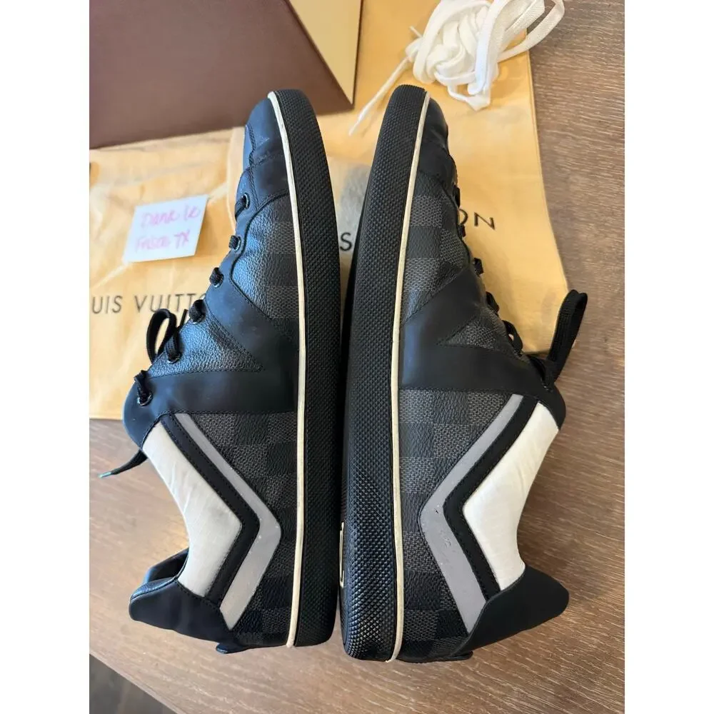 LOUIS VUITTON Heroes Graphite Damier Canvas Leather Low Top Sneaker Shoes 11.5